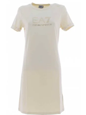 Abitino con Logo EA7 in Strass EA7 Emporio Armani Donna Elasticizzato con Risvolto sulla Manica