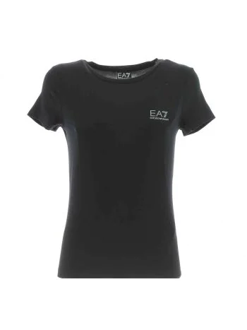 EA7 Emporio Armani Donna T Shirt Natural Ventus7 Manica Corta Girocollo con Applicazione Logata EA7