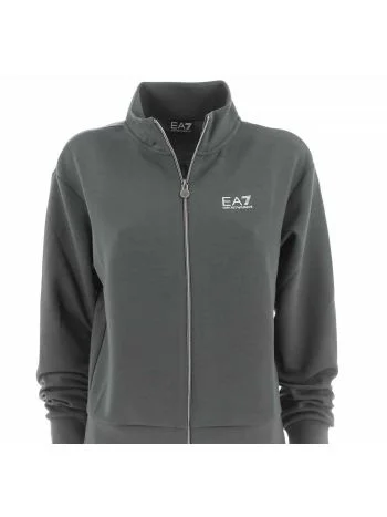 Felpa Garzata Full Zip EA7 Emporio Armani Donna Logo EA7 in Strass