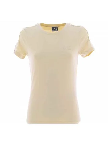 T Shirt Manica Corta Girocollo EA7 Emporio Armani Donna con Stripe Logato EA7 sulle Spalle