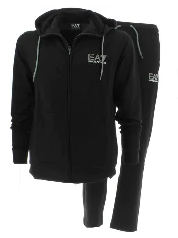 EA7 Emporio Armani Tuta Felpa Uomo Garzata Full Zip Cappuccio con Pantalone Largo