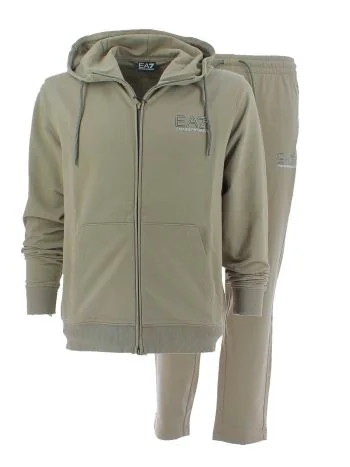 EA7 Emporio Armani Tuta Felpa Uomo Garzata Full Zip Cappuccio con Pantalone Largo