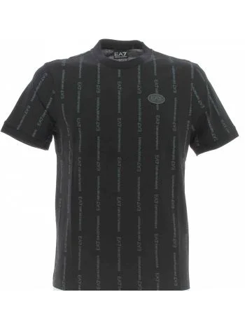 T Shirt Manica Corta Girocollo EA7 Emporio Armani Uomo Multi Logo EA7 sul Tessuto
