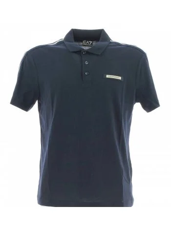 Polo Jersey Manica Corta EA7 Emporio Armani Uomo con Tape Logato EA7 sulle Spalle