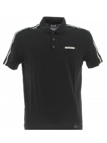 Polo Jersey Manica Corta EA7 Emporio Armani Uomo con Tape Logato EA7 sulle Spalle