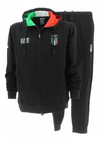 Tuta Olimpiadi Cortina 2026 in Felpa Garzata Full Zip Cappuccio EA7 Emporio Armani Uomo