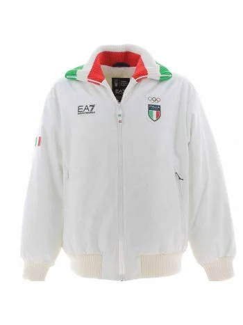 Olimpiadi Cortina 2026 EA7 Emporio Armani Uomo Giacca Sci Team Italia Bianca