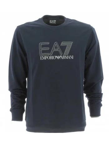 Felpa Garzata Girocollo EA7 Emporio Armani Uomo Tinta Unita Grande Logo EA7