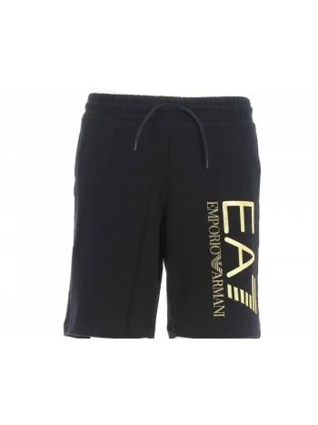 Bermuda Felpa Garzata EA7 Emporio Armani Uomo Tinta Unita Logo EA7