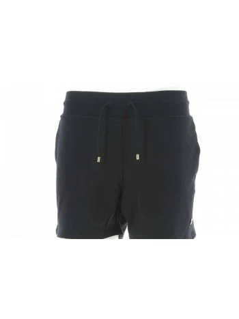 Short Donna in Felpa Garzata EA7 Emporio Armani Tinta Unita Nero Elasticizzato