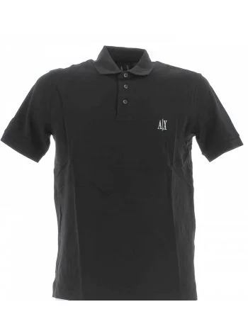 Polo Piquet Manica Corta A|X Armani Exchange Uomo Tinta Unita logo AX Ricamato a 3 Bottoni