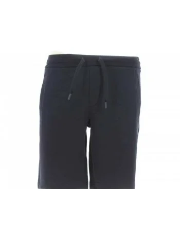 Bermuda in Felpa Garzata A|X Armani Exchange Uomo Tinta Unita Blu con Tashe Laterali