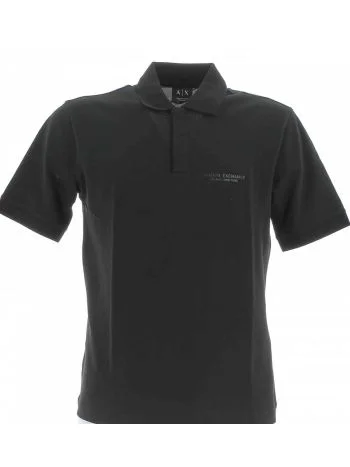 Polo Piquet Manica Corta A|X Armani Exchange Uomo Tinta Unita Logo Gommato
