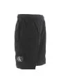 Calvin Klein Bermuda Nero Uomo in Misto Lino Tinta Unita Con Coulisse Regolabile
