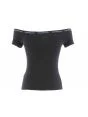 T Shirt Calvin Klein Donna Manica Corta Nera con Scollatura Bardo'