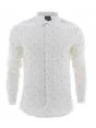 Camicia Manica Lunga A|X Armani Exchange Uomo Bianca Slim Fit con Multi Logo AX Nero