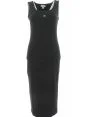 Abitino Lungo Senza Maniche Calvin Klein Nero Elasticizzato Tinta Unita Donna a Costine