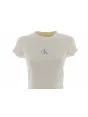 T Shirt Crop a Righe Manica Corta Girocollo Calvin Klein Donna