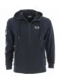 Felpa Garzata Cappuccio Full Zip EA7 Emporio Armani Uomo Tinta Unita con Grande Logo EA7 sulla Manica