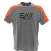 EA7 Emporio Armani Uomo T Shirt Grigio/Arancione Manica Corta Girocollo